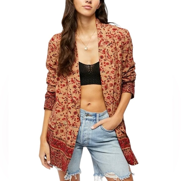 Free People - Bellflower Bohemian Oversized Blazer Sz S - Picture 1 of 12